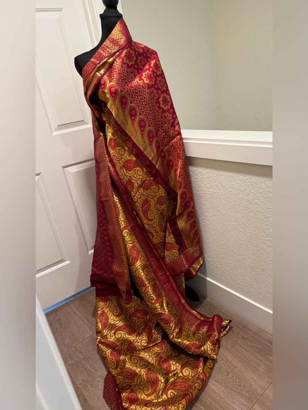 GORGEOUS Gold and Burgundy  Saree